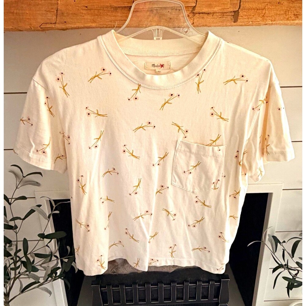 Madewell Daisy Sketch Easy Crop Tee Size Small